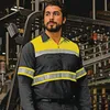 Vêtements de moto Chemises haute visibilité pour hommes avec bande réfléchissante haute visibilité 100% coton Vêtements de travail à manches longues 2 tons Bloc ColorMotorcycl