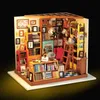 ドールハウスミニチュアDIYドールハウス家具付きの木製の家のおもちゃサムの書店
