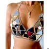 Sexy Zomer Strand Vrouwen Metalen Ketting Hollow Sparkly Diamond Pailletten Tank Top Korte Halter Camis Exotic Club Party Crop Tops Vesten 220316