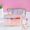 Bolsa de maquiagem holográfica transparente Bolsas de cosméticos transparentes Caixa de lápis à prova d'água portátil para mulheres meninas