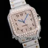 TWF V3 GA0007 Paved Diamonds ETA A2824 Automatic Mens Watch Fully Iced Out Diamond Roman Rose Gold Dial Quick Switch Steel Bracelet Super Edition eternity Watches
