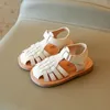 Vintage tissage solide bout fermé pour fille bébé plat filles sandales été enfants chaussures F02234 220608