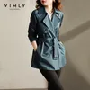 VIMLY Trench corto per donna Autunno Inverno Moda coreana Risvolto Giacca doppiopetto con cintura Elegante donna F8908 220804