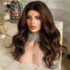 Body Wave Chocolate Brown 200 Density Human Hair Remy Indian 360 Lace Frontal Wig for Women Natural Hairline 13x6 Lace Front Wigs