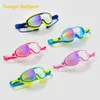 Yüzme Goggles Çocuk Anti-Fog UV Koruması Açık Geniş Görme Yüzme Gözleri Earplug ile 6-15 yıldır Çocuklar Su Geçirmez Serin Y220428