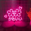 Sakura Kawaii Custom Neon Sign Japanese LED Decoração de parede clara para o quarto Cafe Salon Luminescent Signboard 220615