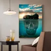 Modern Nature Landscape Posters and Prints Abstract Skull Ocean Canvas Painting Wall Pictures for Living Room Cuadros Home Decor