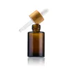 30ml Flat Shoulder Glass Essential Oil Perfume Bottles Transparent Amber Frosted 1oz Eye Dropper Bottle with Bamboo Cap