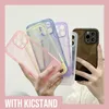 Mode Transparent Candy Color Soft TPU Cases stuffsäker Invisible Kickstand Stand Holder Cover för iPhone 15 14 13 12 11 Pro XS Max XR X 7 8 Plus