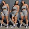 M2055 Kobiet Patchwork Print Sports Grey Grey Set