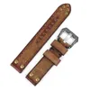 Watch Bands Cowhide Leather Strap 18 20 22 24mm 22mm Vintage Men's Accessories Watchbands Engraved Buckle UTHAI G26 Hele22