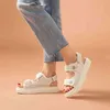 Beauttay Platform Sandaler Kvinnor Grid Rund Nose Hook Loop Plap Tyg Summer Casual Ladies Outdoor Shoes Handgjorda J220527