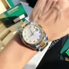 Luxus-Herrenuhr, Saphir-Diamant-Marker, zweifarbig, 41 mm, silbernes Zifferblatt, automatische mechanische Montre De Luxe Oyster-Band-Armbanduhr