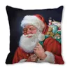 Cushion/Decorative Pillow Christmas Decor Cushion Cover 18x18 Inches Santa With White Beard Printed Throw Covers Xmas Home Deocrative Pillow