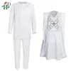 Этническая одежда HD Африканская одежда для мужчин Bazin Riche Agbada Вышивка Robe Shirt Pants 3 PCS Set Plus Size Boubou Homme Musulman Ens