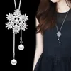 Pendant Necklaces Fashion Long Necklace For Women Snowflake Flower Pearl Cubic Zirconia Sweater Chain Jewelry 2022 ZD1 SSKPendant Heal22