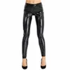 Costumes de combinaison noire lingerie humide look pantalon en cuir breveté ouvre un pantalon de cul ou ouvert pantalon legging extensible