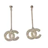 18K Plaqué Or Gland Designer Lettres Stud Longue Boucle D'oreille Dangle Cristal Géométrique De Luxe Marque Célèbre Femmes Strass Perle De Noce Jewerlry Accessoires