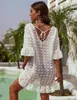 Maillots de bain pour femmes Fashion Women Swimsuit Cover-Ups White Turn-Down Collar/V-Neck Chiffon Bikini Beach Cover-Up Shirt Dress S-XLWomen's