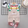 Giyim Setleri Bibicola Bebek Erkek Giysileri Set Resmi Takım Yaz Moda Ekose T-Shirt Askı Pantolonu Boysclothing için Kıyafetler