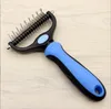 فرشاة Pet Dog Grooming Double Swide و Depating Undercoat Rake Combo for Dogs and Cats Wide