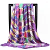 Scarves Headcloth Four Seasons Bandannas Fashion Colour Print Shawls Flower 90X90CM Silk Luxury Sunscreen KerchiefScarves