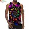 Lignes bleues débardeur pour hommes impression 3D psychédélique sans manches motif graphique gilet Streetwear nouveauté Hip Hop t-shirts 220425