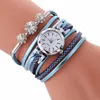 Armbanduhren Retro-Stil Damenuhr Armband Diamant Kreis Leder gewebtes Armband Student Mode Quarz-Armbanduhr Zegarek Damski