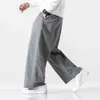 Hommes printemps automne Vintage rayé pantalon coton lin droit mâle décontracté ample rayure large tuyau J220629