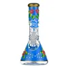 Florale elegantie: 8,9-inch blauwe bloemenprint, rechte buisbekerbong met verspreide downstem-percolator, 14 mm vrouwelijk gewricht