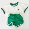 Crianças menino menino terno de verão impressão de frutas de mangas curtas camisa shorts 2pcs conjunto de crianças roupas algodão macio 220620