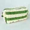 Cosmetic Bag Ins Cream Green Grape Color Matching Stripe Advanced Storage Wash Girls Student Large-capacity Pencil Bags