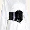 Belts Patent Leather Corset Elastic Belt PU Cummerbund Girdle Waistband For Women FemaleBelts