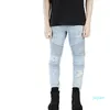 2022 New Man Fashion Blue/Black Mens Slim Denim Straight Biker Skinny Jeans 캐주얼 긴 남자 찢어진 청바지 크기 28-38