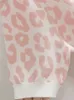 Kvinnor Fashion Pink Leopard Knit T-shirt Summer Vintage Short Sleeve Harajuku Female Knitwear Chic Topps B-133 220511