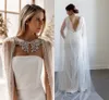 Giacca da donna da donna lunga 300 cm con perle di cristallo da sposa jacekt avvolgente per scialle da sposa in spiaggia