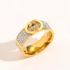 Classic Luxury Jewelry Designer Rings Women Love Wedding Supplies Diamond 18K Gold Plated Stainless Steel Ring Fine Finger Ring Wholesale ZG1308