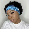 Pixie Cut Band Wig Human Hair Water Wave Full Machine fez Wigs curtos curtos para mulheres negras