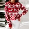 女性のセーター女性セーターセータークリスマスニット長袖ジャンパーラウンドネック服プラスサイズの女性ファッションカジュアル秋の冬のプルーブ
