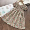 Keelorn 2022 New Summer Kids Girls Flower Dress Print Print Floral Bow Dresses for Girl Fashion Princess Cotton Children Clothing 3-7Y Y220510