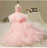 Sukienki dziewczyny Eleganckie długie aplikacje Pierwsza sukienka komunalna różowa suknia balowa tiulowa dziewczyny