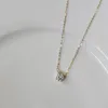 925 Sterling zilveren ketting met 14K goud vergulde vier tanden enkele diamant super flash temperamentlicht luxe sleutelbeen ketens sieraden