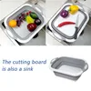 Multi-Function Kitchen Chopping Block Tool Foldable Cutting Board Kitchen Silicone Cutting Boards Vegetable Fruit Washing Basket T200111