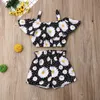 1 6 Year Old Toddler Baby Girl Clothes Watermelon Sunflower Print Ruffle Drop Shoulder Strap Top Shorts 2 Piece Summer Set 220620