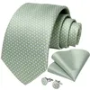 Fashion 8cm Silk Tie Light Green Necktie Men Business Wedding Party Formal Neck Accessories Handkerchief Cufflinks