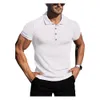 2022 T-shirt de polos de golfe de cor sólida de verão para homens outono slim butet lapela de manga curta de manga casual pólo