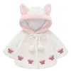 Baby Mädchen Mantel Jacke Kinder Wollpullover Jacke Hase Ohr Schal Kapuzenkleidung Bedrucktes Outfit Tops Kinder 1-4 Jahre J220718