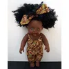 12inch African American Doll Black Baby Girl Figures met hoofdband Orange Rompers spelen poppen voor kinderen perfect cadeau 220329202m