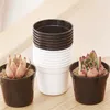 Mini Plastic Round Flower Pot Nursery Home Office Decor Green Artificial Refinement Garden Trädgårdsverktyg 417 D3