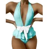 Maillots De Bain Femme Sexy Et Ceinture Décolleté Plongeant Sans Manches Rembourré Maillot De Bain Violet Noir Blanc Vert Maillots De Bain Pour FemmesFemmes